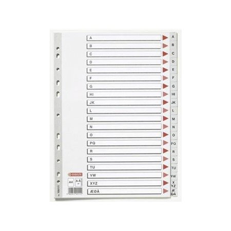 Esselte Index dividers plastic grey a4 a-å w/cardboard frontpage