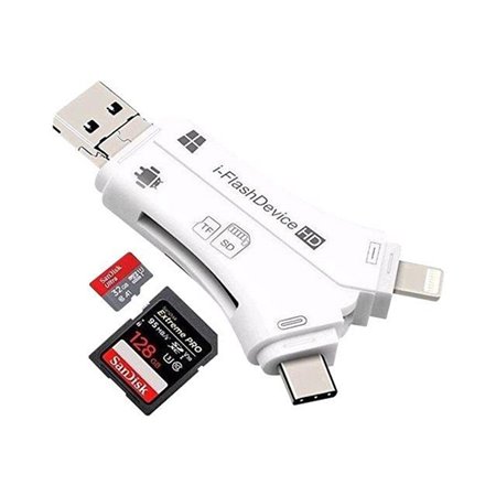 CoreParts Memory card reader - Lightning/USB 2.0/USB-C/micro USB