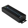 StarTech.com 10-Port Industrial USB 3.0 Hub with External Power Adapter - hub - 10 ports USB-Hubs - USB 3.2 - 10 - Schwarz