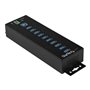 StarTech.com 10-Port Industrial USB 3.0 Hub with External Power Adapter - hub - 10 ports USB-Hubs - USB 3.2 - 10 - Schwarz