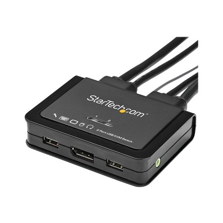 StarTech.com 2 Port USB 4K60Hz DisplayPort KVM Switch with Built-In Cables - KVM / audio switch - 2 ports