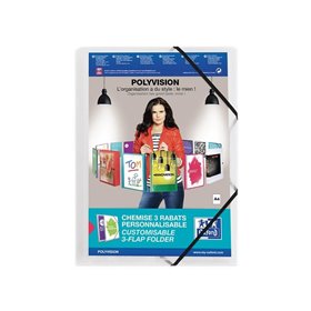 Oxford 3 Flap Folder with elastics  Polyvision A4 translucent Clear