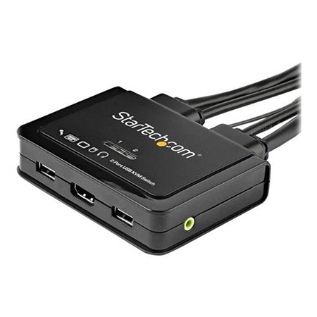 StarTech.com 2-Port HDMI KVM Switch with Built-In Cables - USB 4K 60Hz - KVM / audio switch - 2 ports
