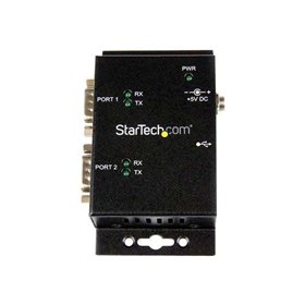 StarTech.com 2 Port Industrial Wall Mountable USB zu Serial Adapter Hub mit DIN Rail Clips - seriell Adapter