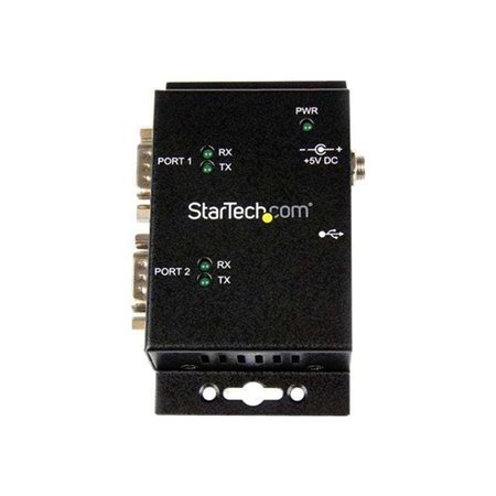 StarTech.com 2 Port Industrial Wall Mountable USB zu Serial Adapter Hub mit DIN Rail Clips - seriell Adapter