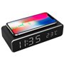 Gembird Digital alarm clock with Qi wireless charging function - Black