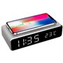 Gembird Digital alarm clock with Qi wireless charging function - Silver