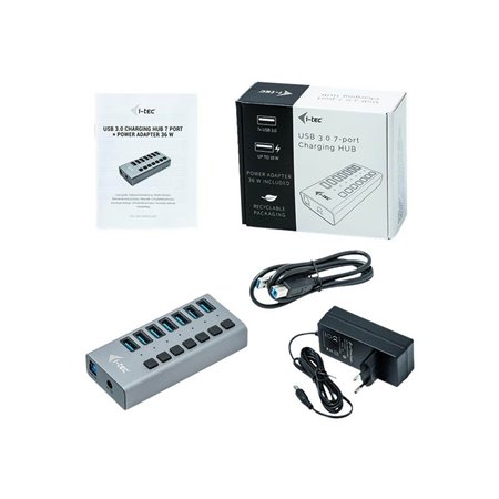 I-Tec USB 3.0 Charging HUB 7 port + Power Adapter 36 W USB-Hubs - 7 - Grau