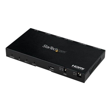 StarTech.com HDMI Splitter - 2 Port - 4K 60Hz with Built-In Scaler - video/audio splitter - 2 ports