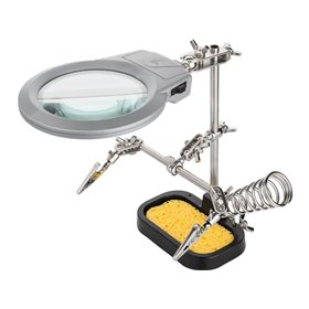 Fixpoint Third hand’ soldering support with magnifier and h