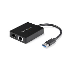 StarTech.com USB32000SPT USB 3.0 to Dual Port Gigabit Ethernet Adapter w/ USB Port 10/100/1000 Mbps USB Gigabit LAN Network NIC 