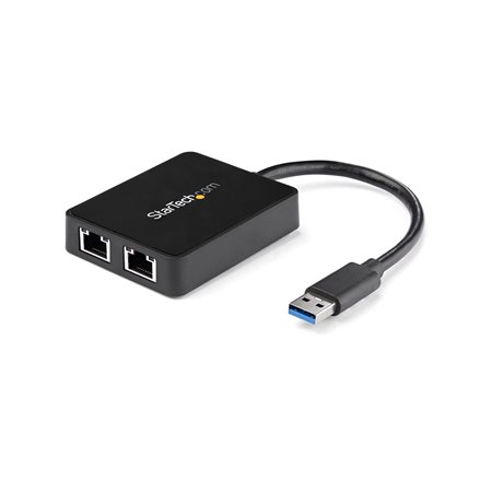 StarTech.com USB32000SPT USB 3.0 to Dual Port Gigabit Ethernet Adapter w/ USB Port 10/100/1000 Mbps USB Gigabit LAN Network NIC 