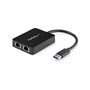 StarTech.com USB32000SPT USB 3.0 to Dual Port Gigabit Ethernet Adapter w/ USB Port 10/100/1000 Mbps USB Gigabit LAN Network NIC 