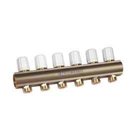 Pettinaroli Linear manifold 1x3/4/18 with thermostatic option or electrical control for return pipes compression ends without fi