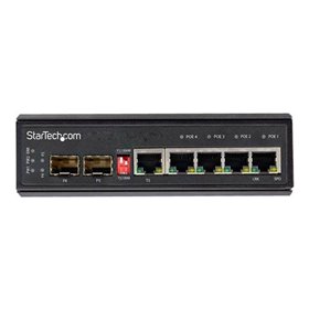 StarTech.com Industrial 5 Port Gigabit Ethernet Switch - 4 PoE RJ45 +2 SFP Slots 30W PoE+ 12-48VDC 10/100/1000 Rugged Power Over
