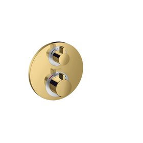 Hansgrohe ecostat s thermostatic mixer for concealed installation for 2 outlets with shut-off / diverter valve polished gold-opt