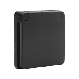 Niko-Servodan Adapter frame with hinged lid suitable for 45 x 45 mm functions in splashproof surface-mounting outlets black