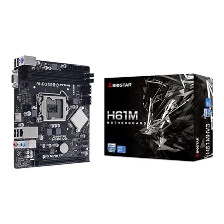 BIOSTAR H61MHV3 Mainboard - Intel H61 Express - Intel LGA1155 socket - DDR3L (Low Voltage) RAM - Micro-ATX