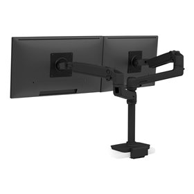 Ergotron LX Dual Stacking Arm (matte black) with Low-Profile Top-Mount Clamp
