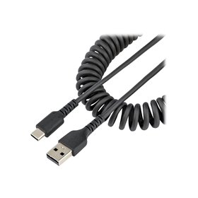 StarTech.com 1m USB A to C Charging Cable Coiled Heavy Duty Fast Charge & Sync High Quality USB 2.0 A to USB Type-C Cable Rugged