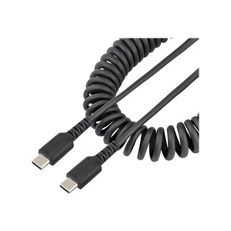 StarTech.com 3ft (1m) USB C Charging Cable Coiled Heavy Duty Fast Charge & Sync USB-C Cable USB 2.0 Type-C Cable Rugged Aramid F