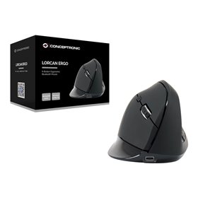 Conceptronics Conceptronic LORCAN03B ERGO - vertical mouse - Bluetooth 5.2 - black - Vertical mouse (Schwarz)