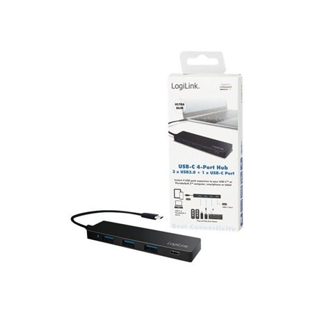 LogiLink Ultra-slim USB 3.2 Gen 1x1 USB-C 4-port hub USB-Hubs - 4 - Schwarz