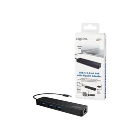 LogiLink USB 3.2 Gen 1x1 USB-C 3-port hub with gigabit adapter USB-Hubs - 3 - Schwarz