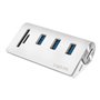 LogiLink USB 3.0 hub 3-port with card reader for SD/microSD aluminum casing USB-Hubs - USB 3.2 - 3 - Weiß