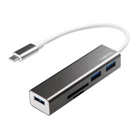 LogiLink USB-C 3-Port Hub with Card Reader USB-Hubs - 3 - silber
