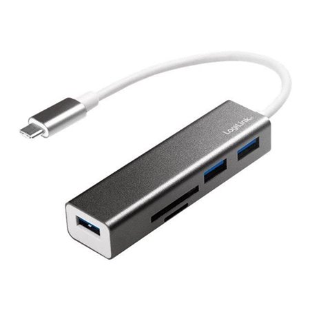 LogiLink USB-C 3-Port Hub with Card Reader USB-Hubs - 3 - silber
