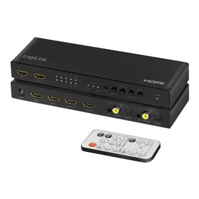 LogiLink HDMI switch 4x2-Port matrix 4K/60 Hz HDR ARC extract scaler RC