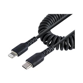 StarTech.com USB C to Lightning Cable 1m (3ft) MFi Certified Coiled iPhone Charger Cable Black