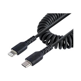 StarTech.com USB C to Lightning Cable 50cm/20in MFi Certified Coiled iPhone Charger Cable Black