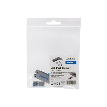 LogiLink USB-A port blocker (1x key and 4x locks)