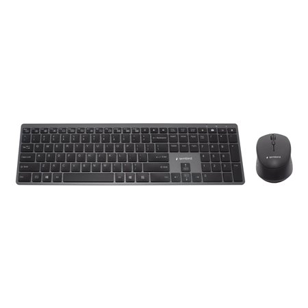 Gembird Backlight Pro Business Slim wireless desktop set - keyboard and mouse set - QWERTY - US - black - Tastatur & Maus Set - 