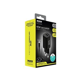 PORT Designs PORT Connect power adapter - GaN technology - USB Type A 24 pin USB-C - 45 Watt