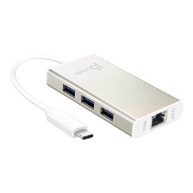 j5create 3-Port USB Hub (with Ethernet)i USB-Hubs - USB 3.0 - 3 - silber