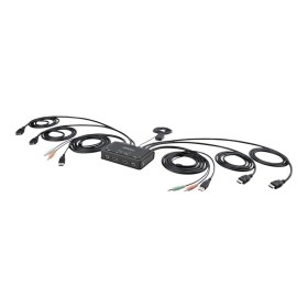 StarTech.com 2-Port Dual-Monitor HDMI Cable KVM Switch 4K 60Hz Compact KVM with 5ft/1.5m USB-A/HDMI/Audio Integrated Cables Bus 