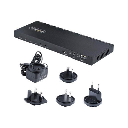 StarTech.com 4-Port HDMI Splitter 4K 60Hz HDMI 2.0 Video 1 In 4 Out HDMI Splitter 4K HDMI Splitter w/Built-in Scaler 3.5mm/Optic