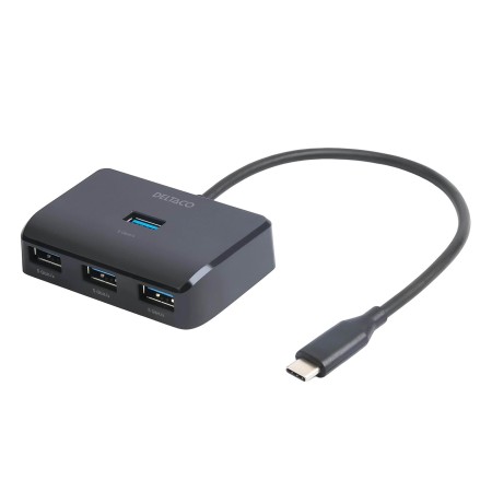 Deltaco HUB203 USB-C USB-Hubs - USB 3.0 - 4 - silber