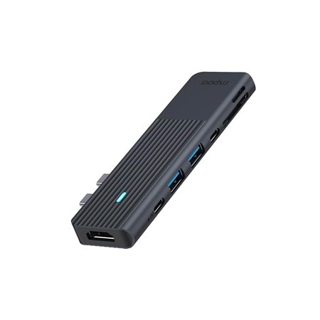 RAPOO Multiport USB-C UCM-2003 7-i-2 USB-C-Adapter (MacBook) USB-Hubs - 7 - Schwarz