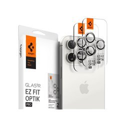 Spigen Glass tR EZ Fit Optik Pro 2 Pack - white titanium - iPhone 15 Pro/15 Pro Max
