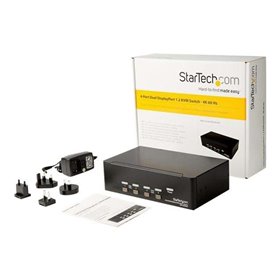 StarTech.com Port Dual DisplayPort KVM Switch - DP KVM Switch - 4K (60Hz) - KVM / audio / USB switch - 4 porte - monterbar på st