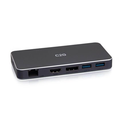 C2G USB-C 7-in-1 Dual Display MST Docking Station with HDMI DisplayPort Ethernet USB and Power Delivery up to 100W - 4K 60Hz - d