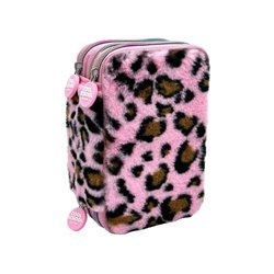 Tinka Triple Pencilcase - Leopard Rosa