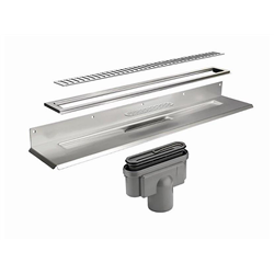 Unidrain Complete floor drain against rear wall 800 mm 10 mm frame Column grate 75 mm vertical outlet housing