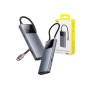 Baseus Hub 6in1 Metal Gleam 2 Series USB-C to 2xUSB 3.0 +USB-C + HDMI + USB-C PD + Ethernet RJ45 USB-Hubs - Grau