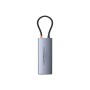 Baseus Hub 6in1 Metal Gleam 2 Series USB-C to 2xUSB 3.0 +USB-C + HDMI + USB-C PD + Ethernet RJ45 USB-Hubs - Grau