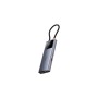 Baseus Hub 6in1 Metal Gleam 2 Series USB-C to 2xUSB 3.0 +USB-C + HDMI + USB-C PD + Ethernet RJ45 USB-Hubs - Grau